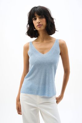 Metallic Knitted Camisole w/Rhinestones