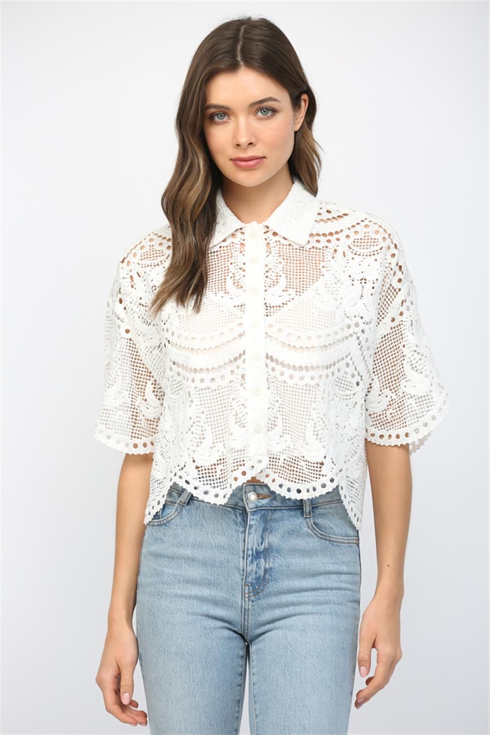Lace Collared Top