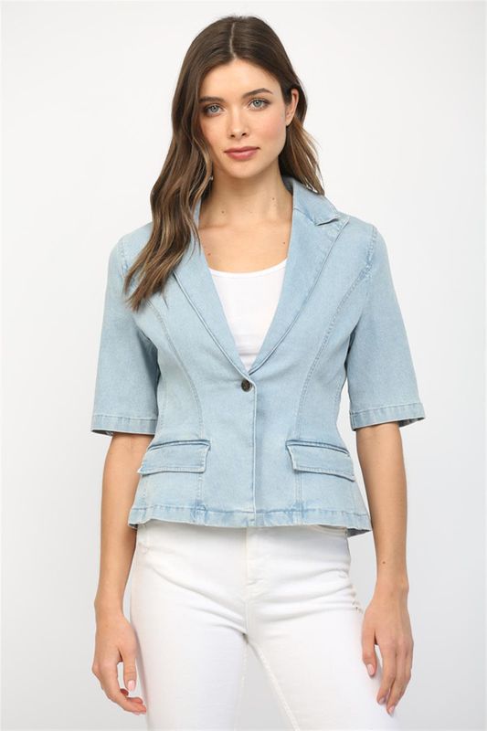 Short Sleeve Denim Blazer