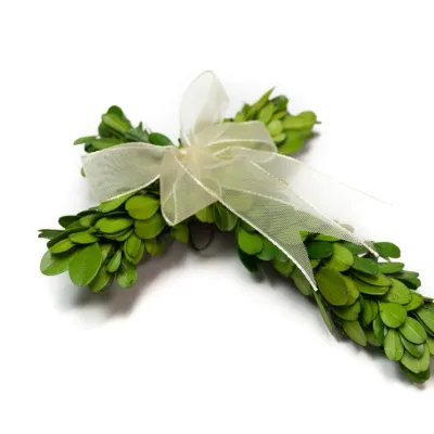 Boxwood Mini Cross w/Ribbon