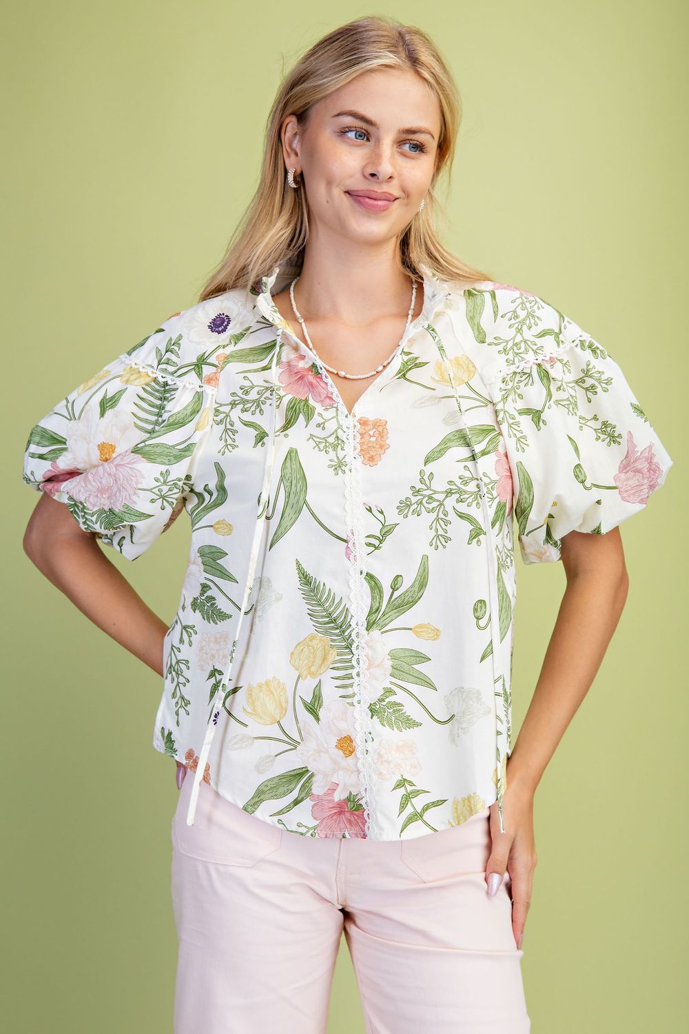 Floral Print Puff Sleeve Top