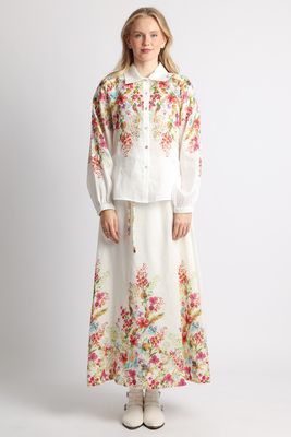 Floral Print Linen Skirt