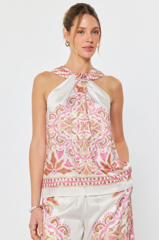 Printed Halter Neck Top