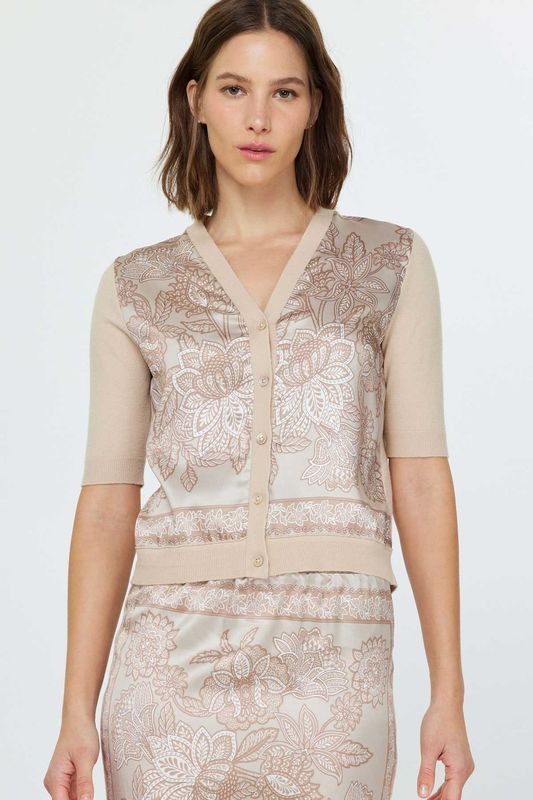 Paisley Floral Printed V-neck Cardigan