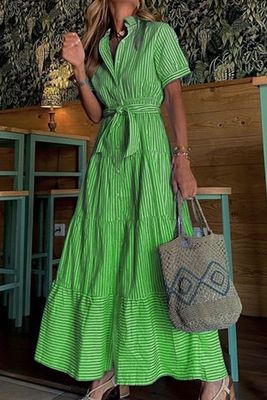 Green Striped Maxi Dress