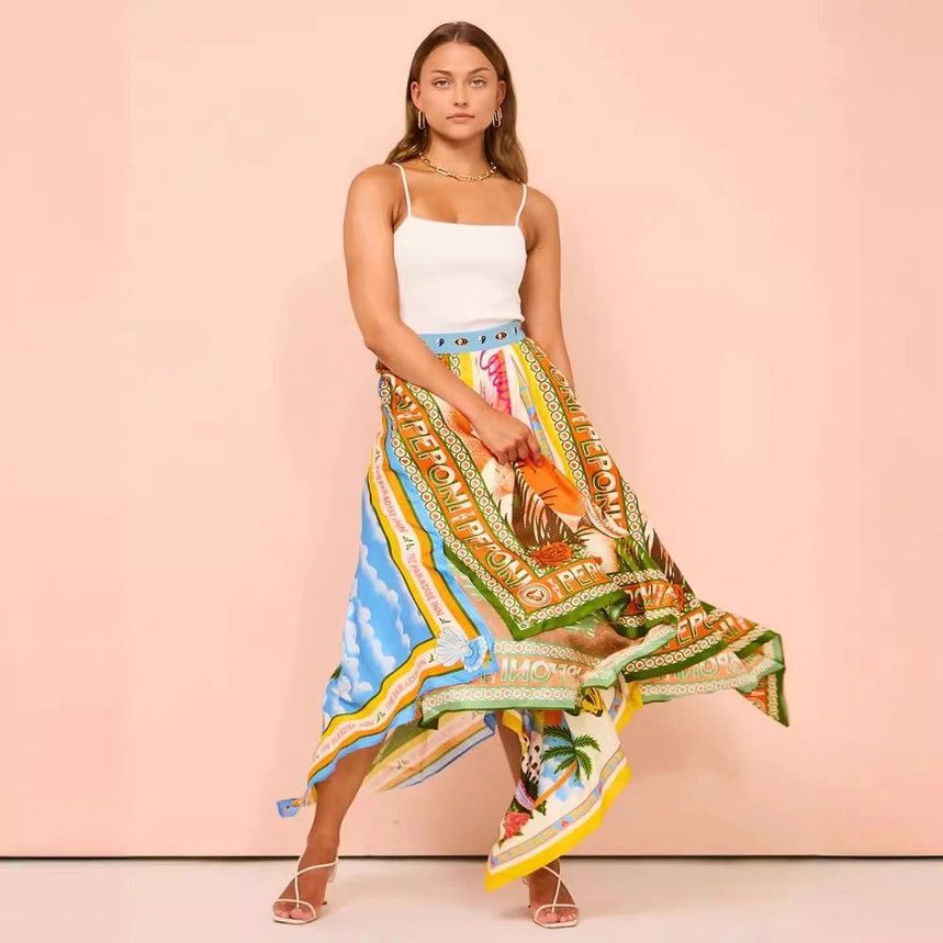 Printed Irregular Skirt