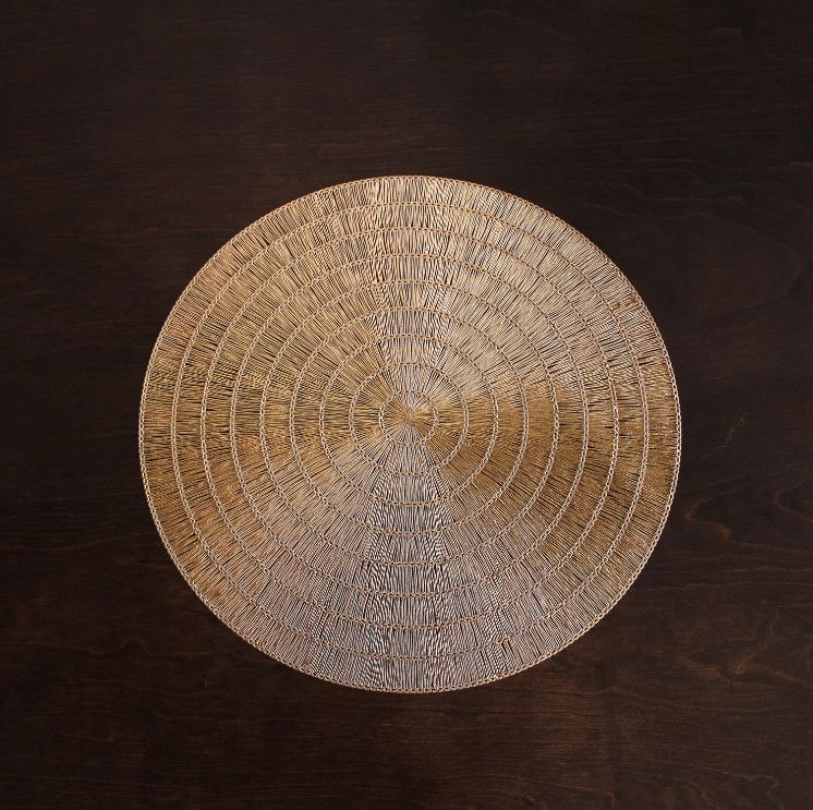 VIDA Basketweave 15" Round Placemats Set of 4 (Gold)