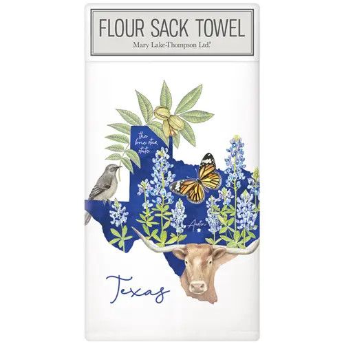 Texas State Symbols Lg Towel