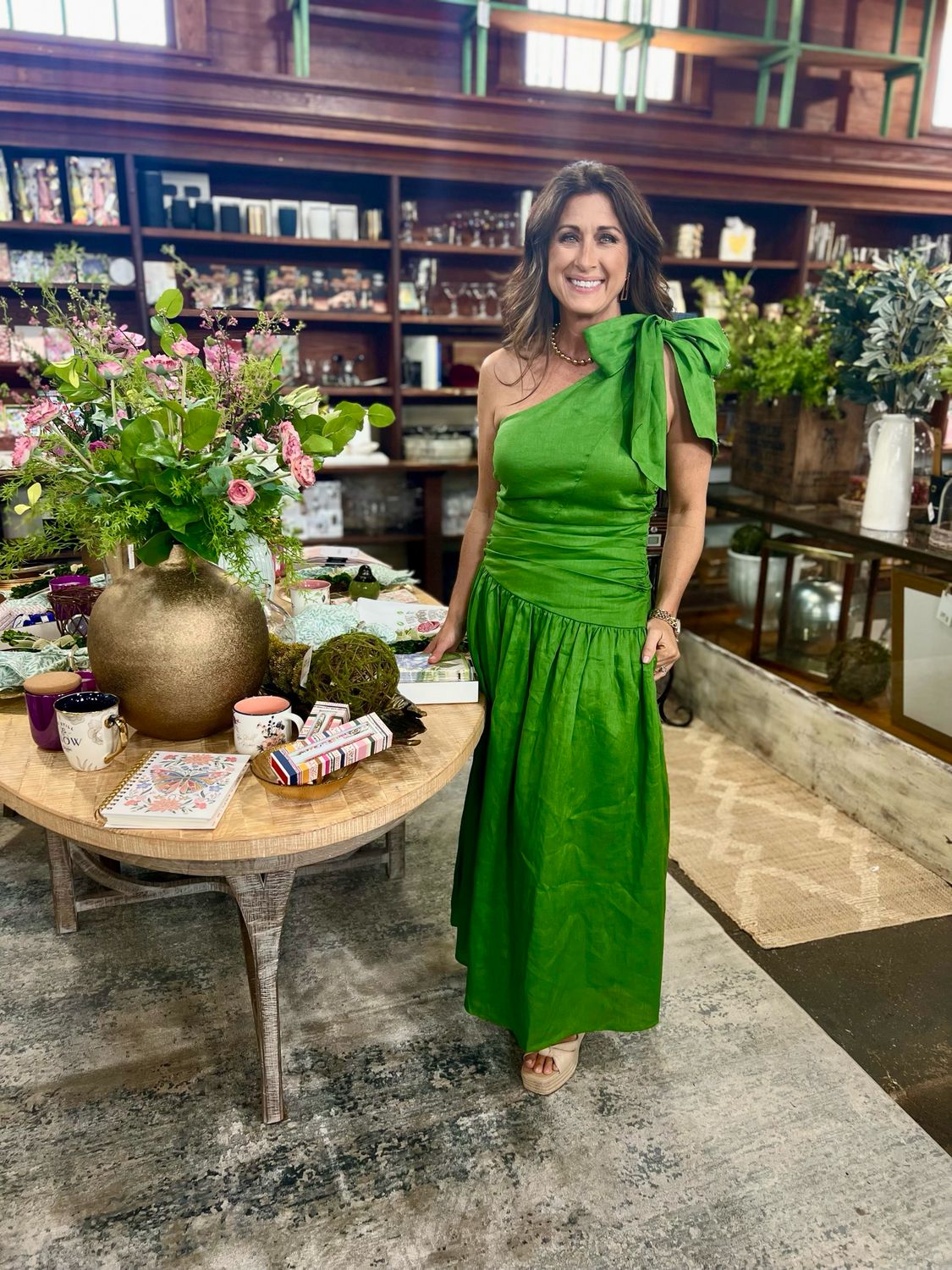 Linen One Shoulder Maxi Dress