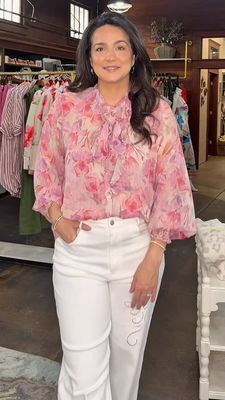 Floral Ruffled Chiffon Top