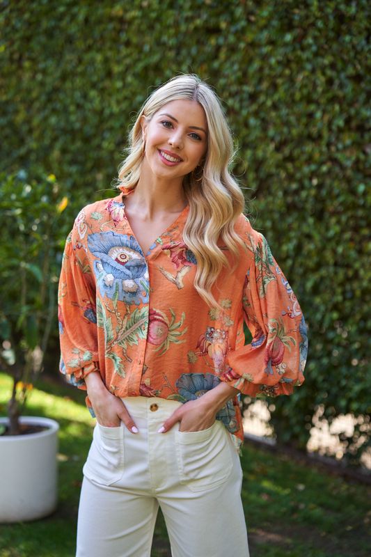 Floral Ballon Sleeve Shirt