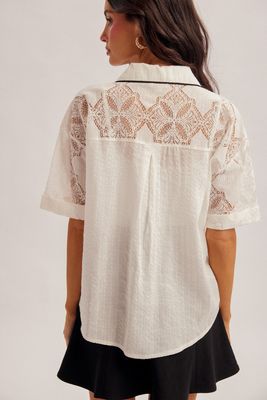 Piped Contrast Lace Shirt
