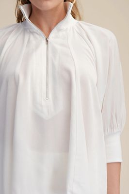 Half Zip Mock Blouse