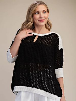Crochet Knit Keyhole Sweater