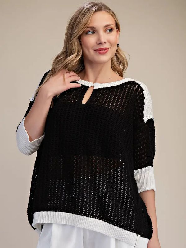 Crochet Knit Keyhole Sweater