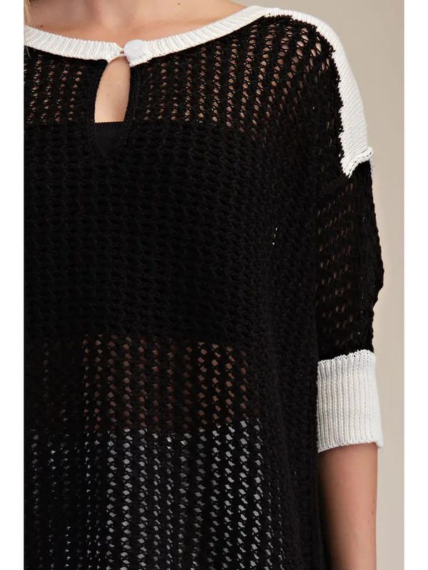 Crochet Knit Keyhole Sweater