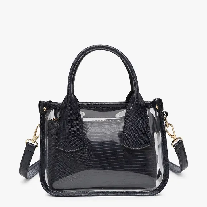 Stacey Clear Satchel w/Inner Bag, Color: Black