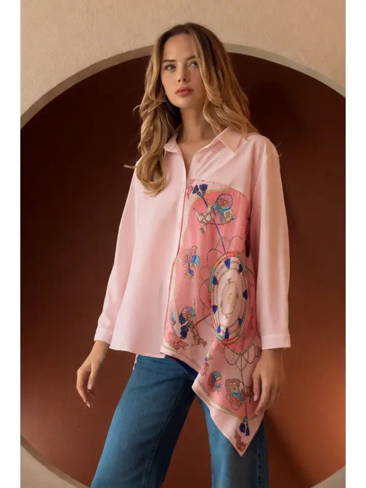Jess Asymmetric Print Top