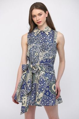 Patchwork Tie Waist Dress