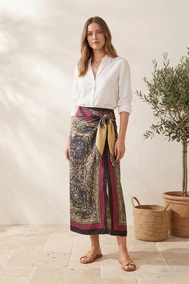 Paisley Print Wrap Style Skirt