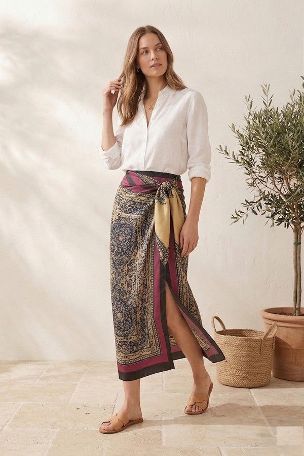 Paisley Print Wrap Style Skirt