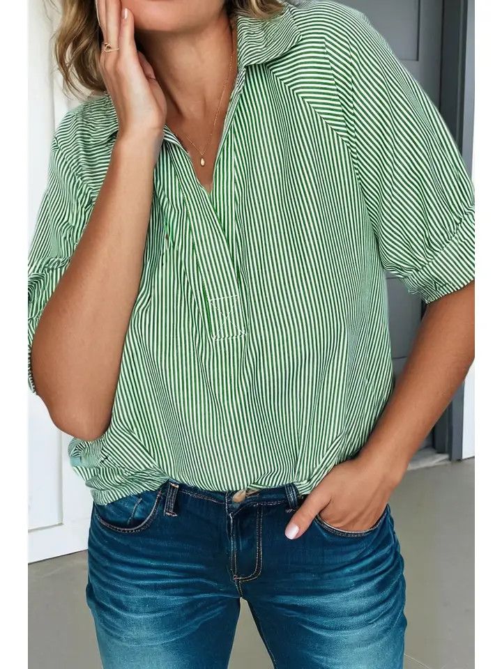 Striped Half Sleeve Blouse