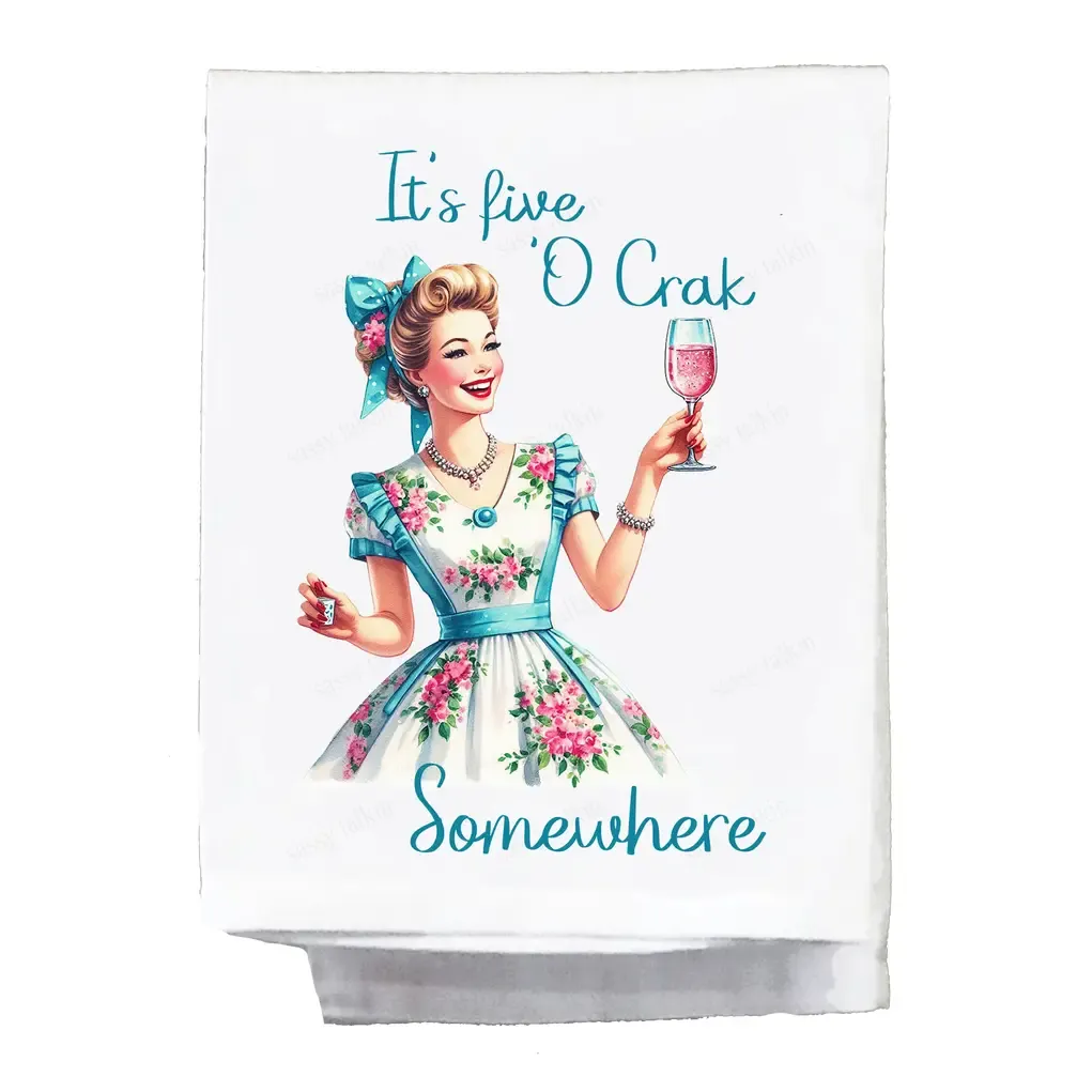 Tea Towel Five O'crak