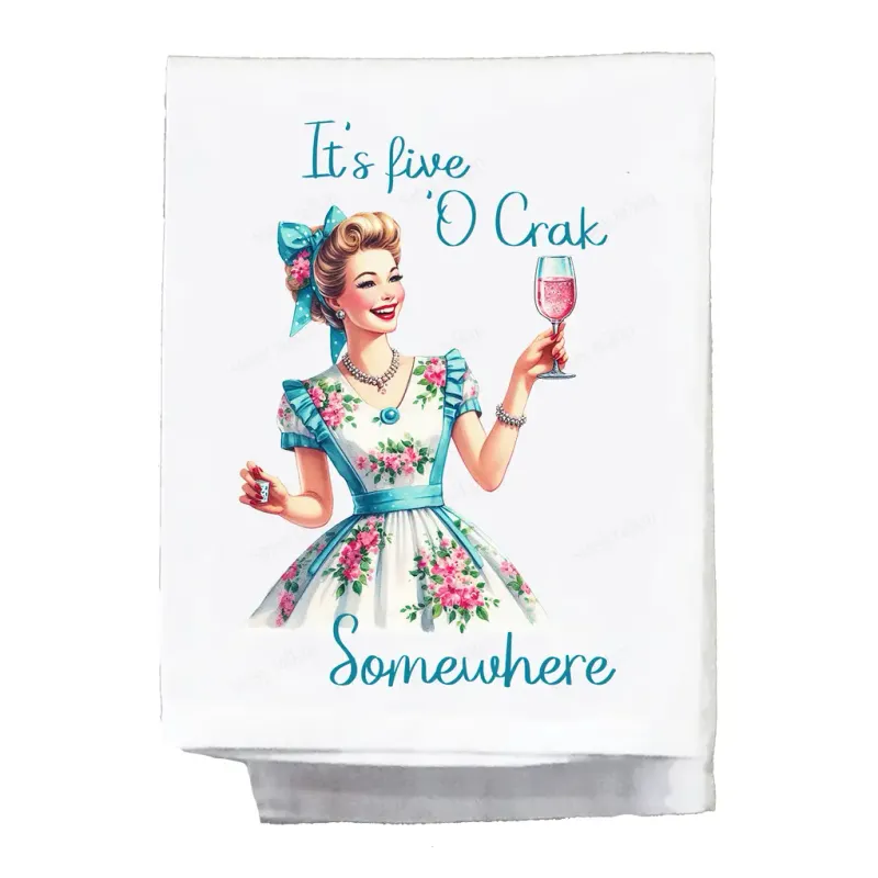 Tea Towel Five O'crak