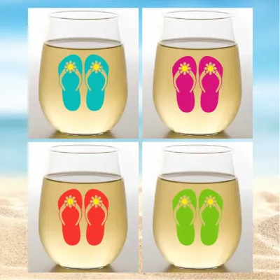 Unbreakable Stemless Wine Glass 2pk Flip Flops