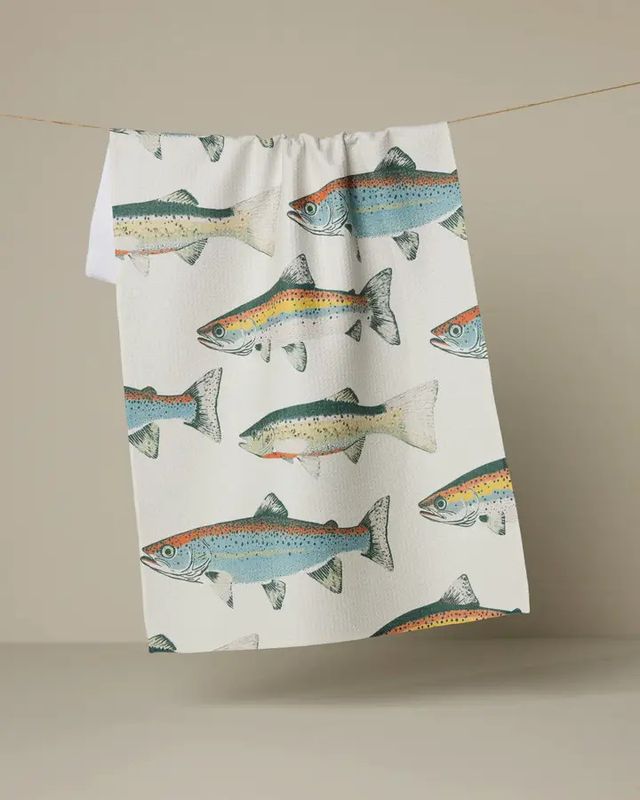 Hooked On Fishing Tea Towel