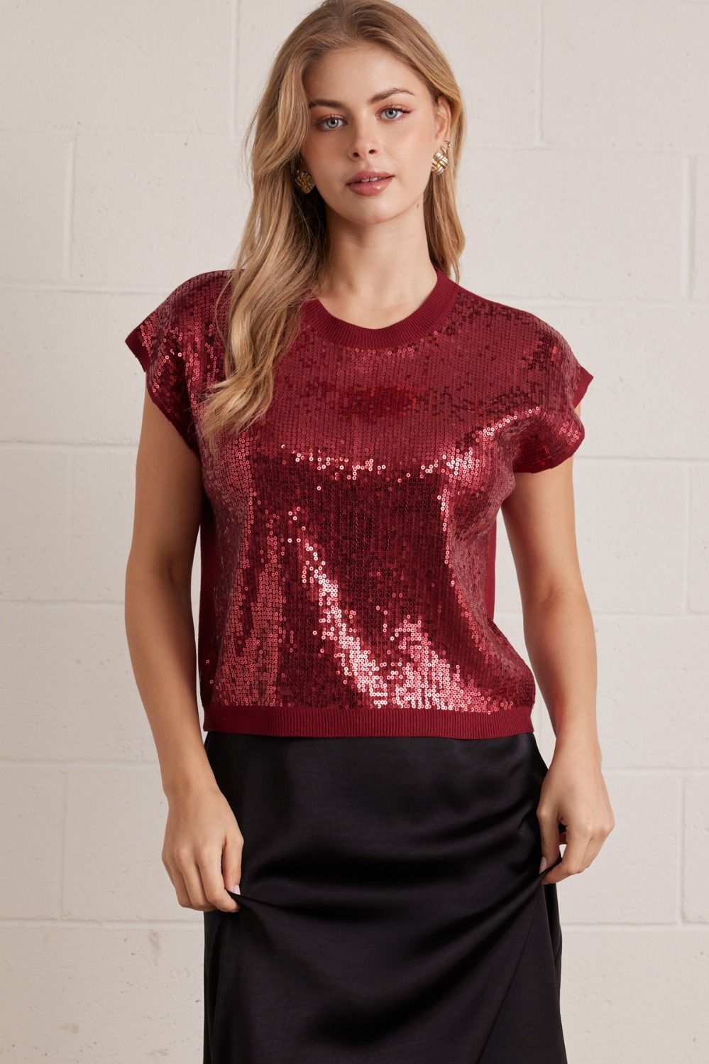 Red Sequined Top