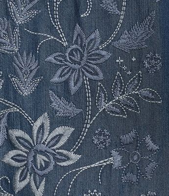 Denim Floral Embroidered Dress