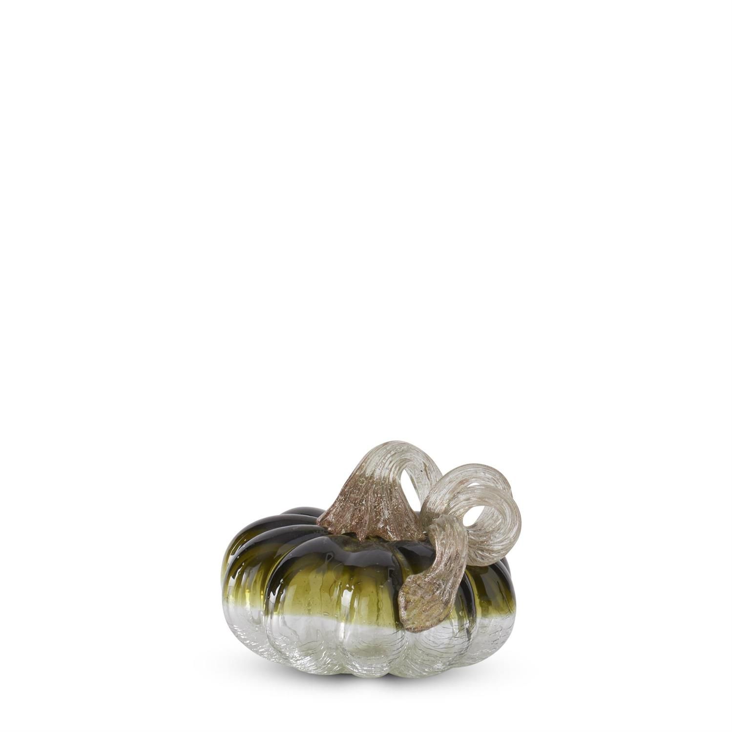 3.25" Crackled Green &amp; Clear Pumpkin