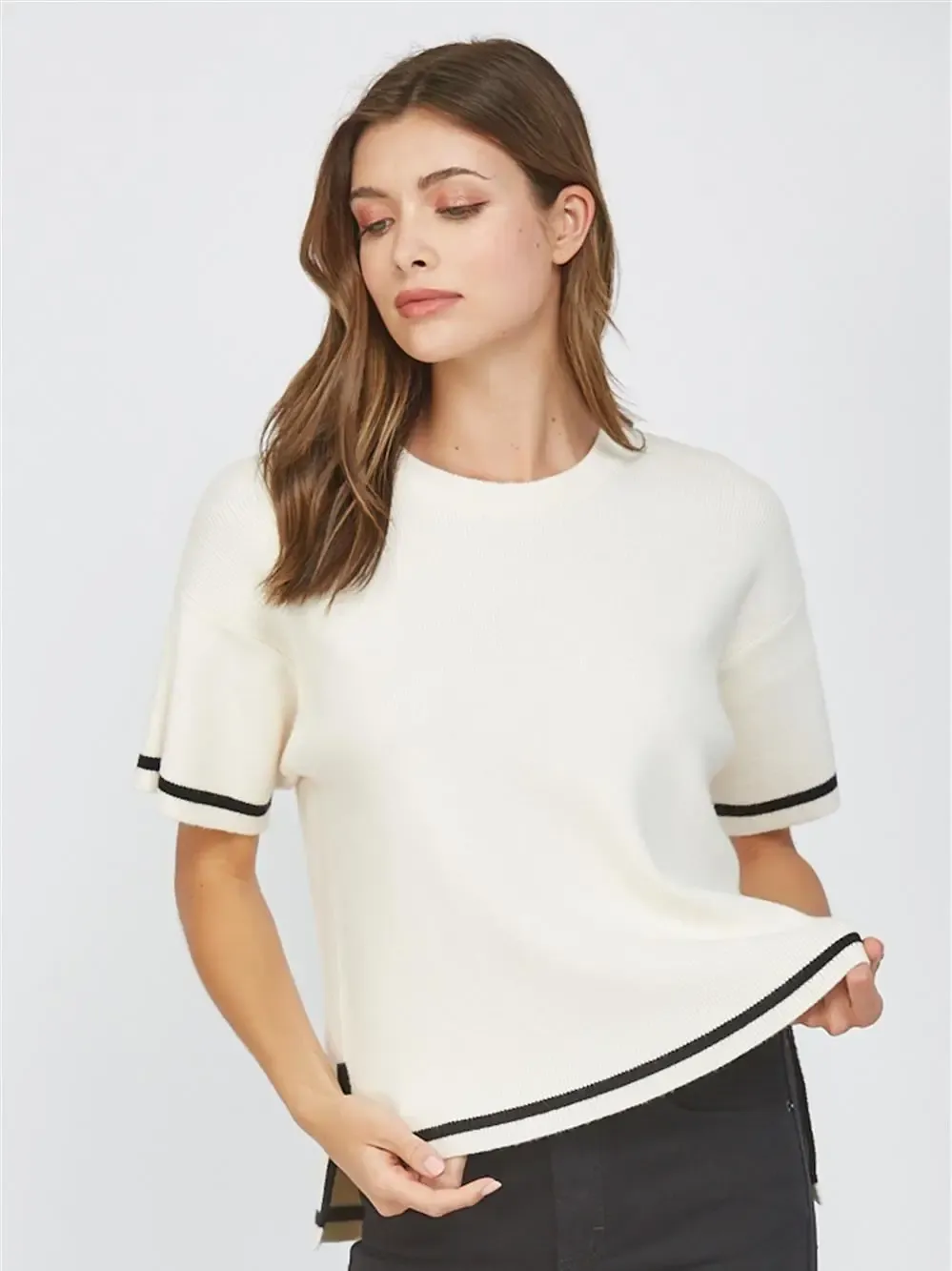 Side Slit Boxy Sweater