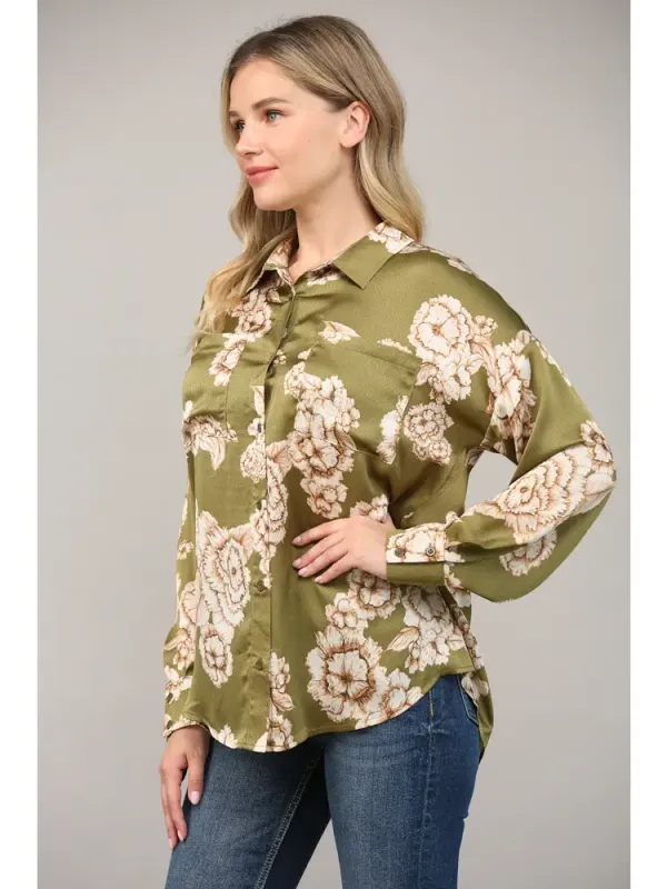 Floral Print Button Down Shirt