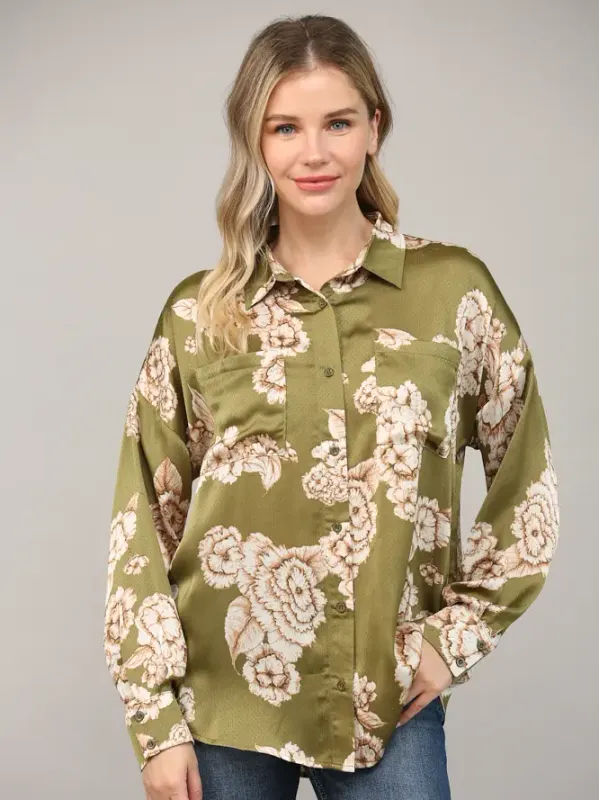 Floral Print Button Down Shirt