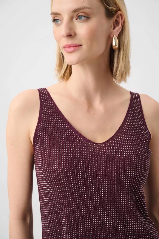 Metallic Knitted Camisole w/Rhinestones