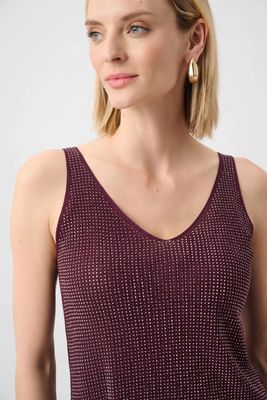 Metallic Knitted Camisole w/Rhinestones