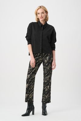 Featherweave Denim Cropped Blouse w/Rhinestones