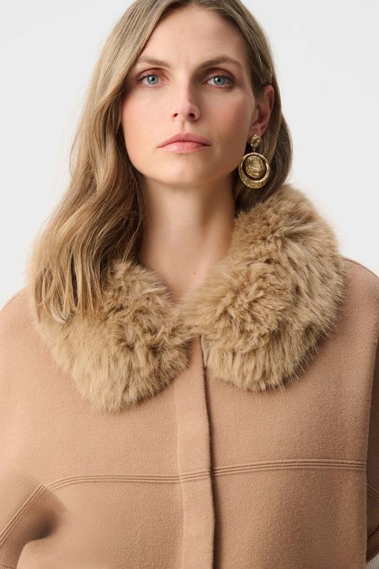 Sweater Jacket w/Detachable Faux Fur Collar