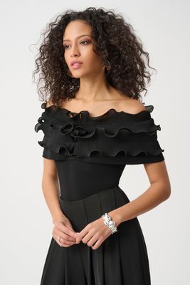 Silky Off-Shoulder Top w/Ruffles
