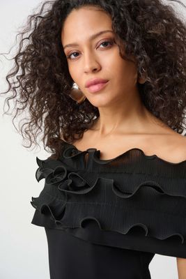 Silky Off-Shoulder Top w/Ruffles