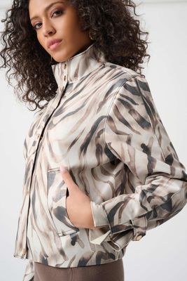Foiled Faux Suede Animal Print Jacket