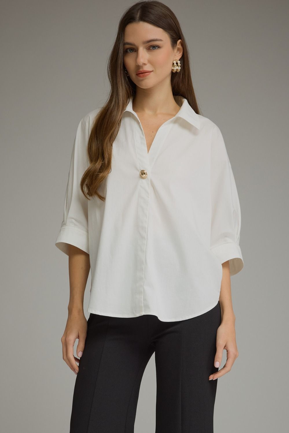 3/4 Sleeve Button Top