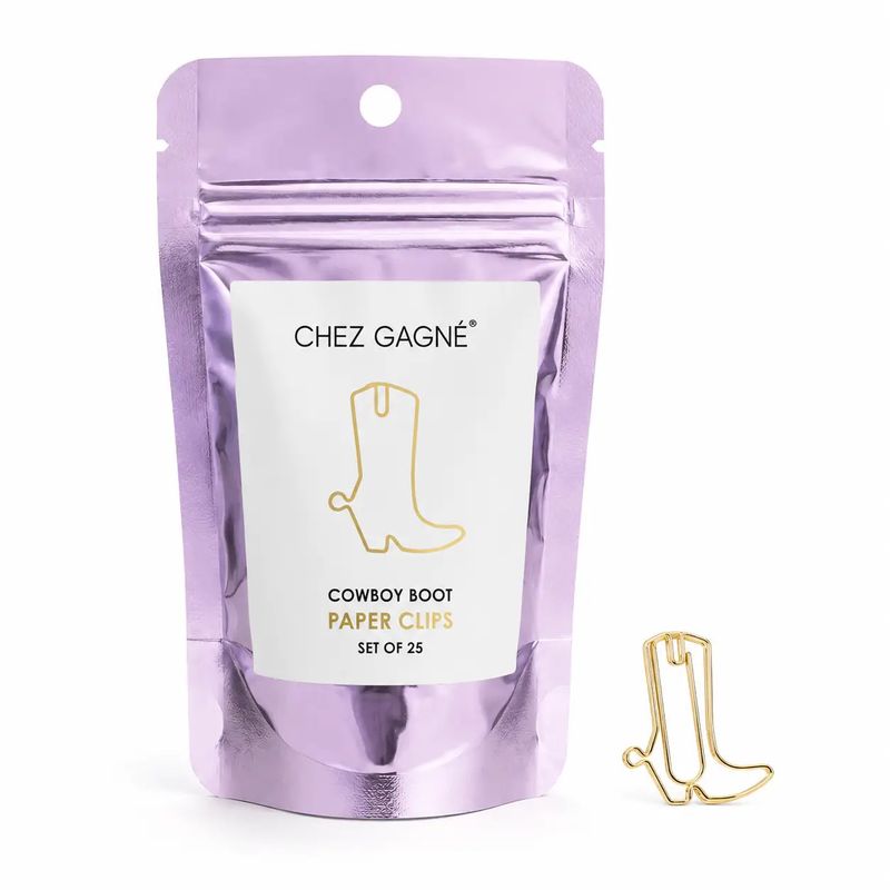Cowboy Boot - Gold Paper Clips - Pack of 25