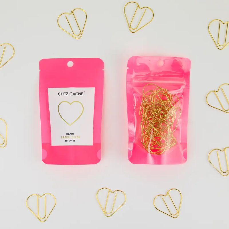 Heart - Gold Paper Clips - Pack of 25
