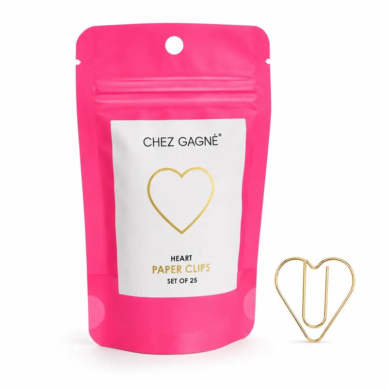 Heart - Gold Paper Clips - Pack of 25