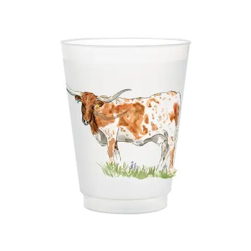 Texas Longhorn Frosted Cups-Set of 8