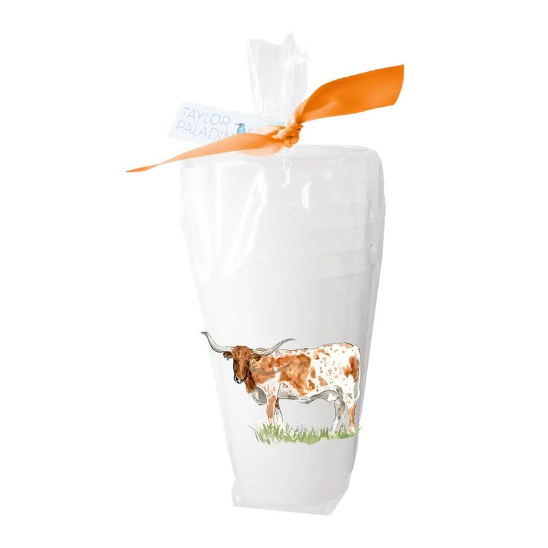 Texas Longhorn Frosted Cups-Set of 8
