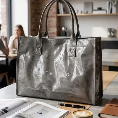 Gray Large-Vinyl Tote Bag